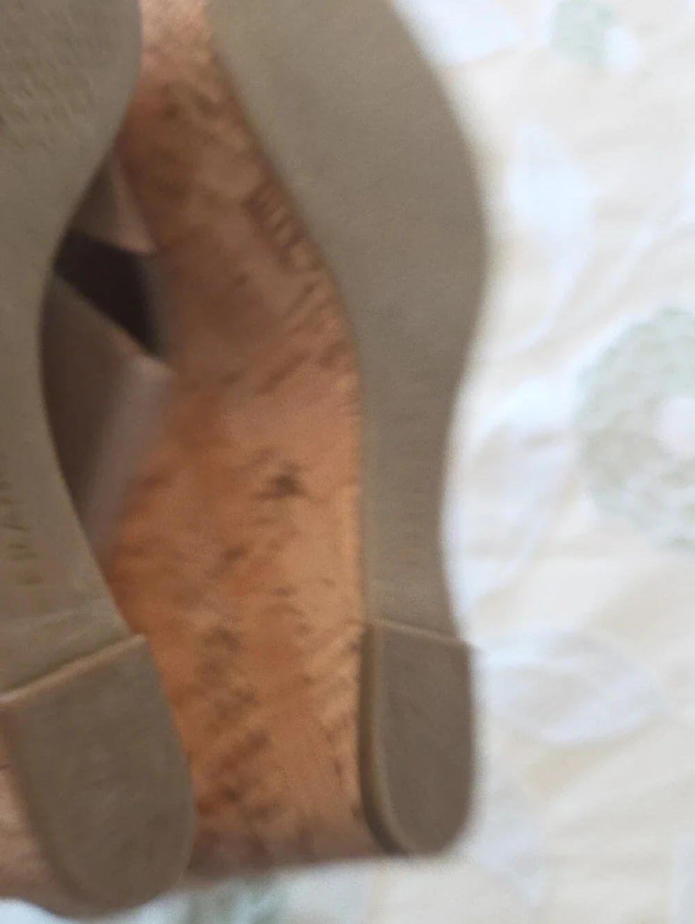 Franco Sarto Nude Leather Cork Wedge Mules